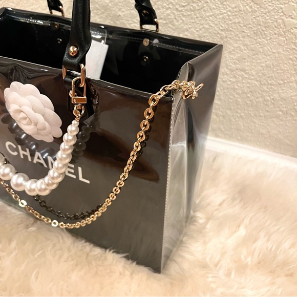 Chanel Medium Shopping Bag Tote with PVC/TPU Cover and Crossbody Chain - Picture 5 of 10